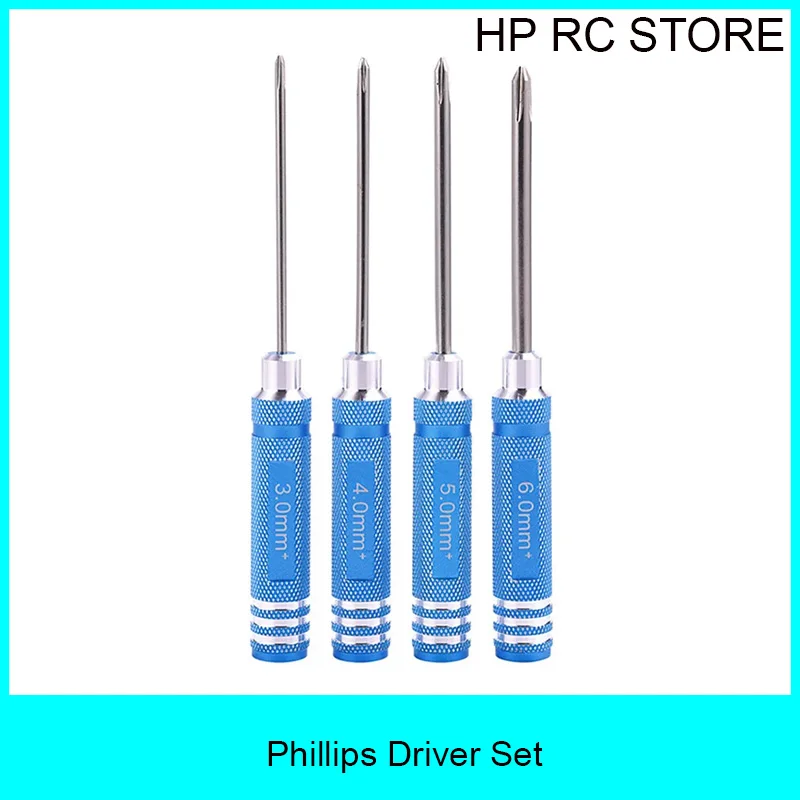 4PCS Phillips Aluminium Screwdriver Precision Set RC Car Tool, Suitable for RC Ships and Helicopters