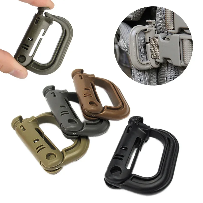 10Pcs Backpack Carabiner Outdoor Plastic EDC Shackle Carabiner Practical ABS Snap D-Ring Clip Keyring Locking Ring For Climbing