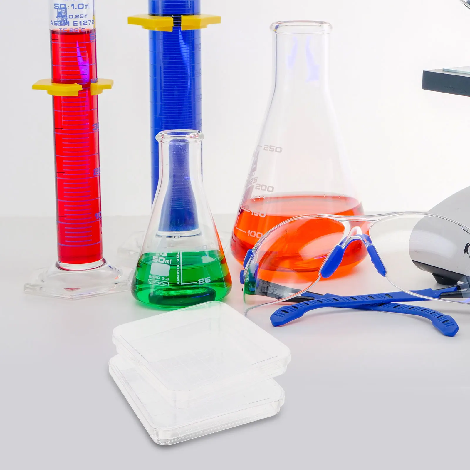 10 Pcs Disposable Petri Dishes Clear Square Plastic Lab Containers for Scientific Research Biological Activities School Projects