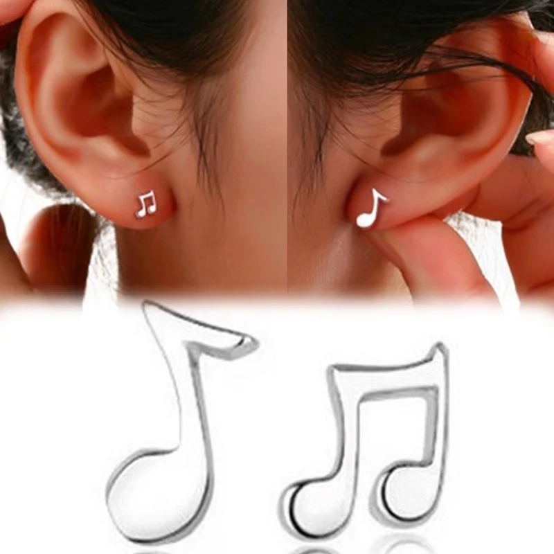 1 Pair Women Fashion Cute Lovely Musical Note Temperament Stud Earring For Girls Asymmetry Earrings Jewelry