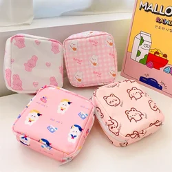 Women Girls Kawaii Cosmetic Makeup Tampon Bear Napkin Pouch Storage Bag Coin Purse Sanitary Pads Bag Mini Data Cables Organizer