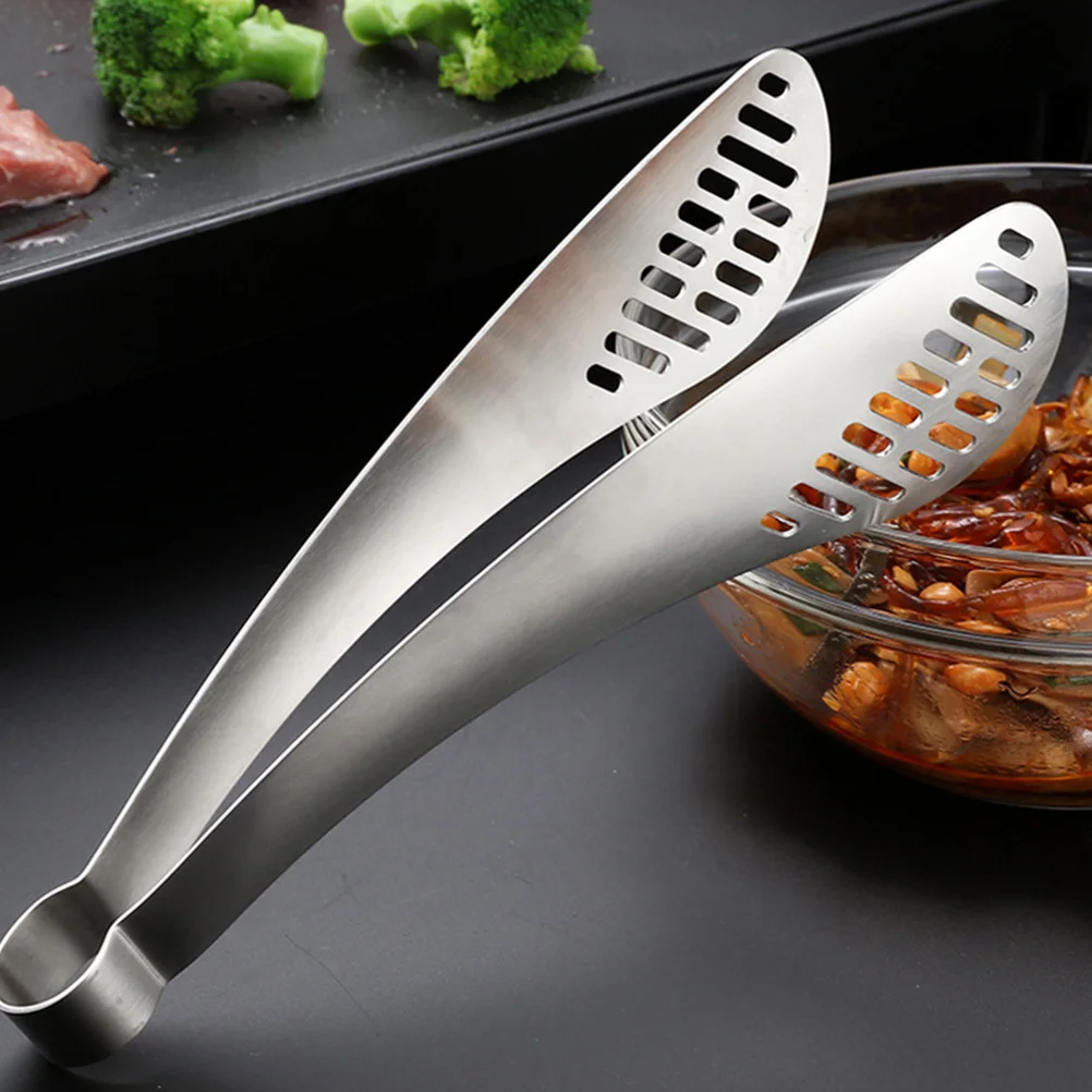 

1Pcs Food Tong Stainless Steel Durable Practical Heat Resistant Steak Barbecue Clamp Lightweight Rust Proof Food Clamp