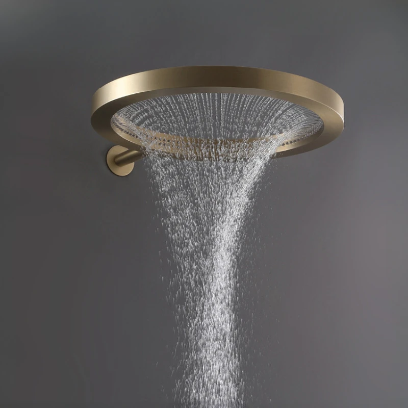 Brushed Gold Bathroom Head Shower,Round Rain Shower Head