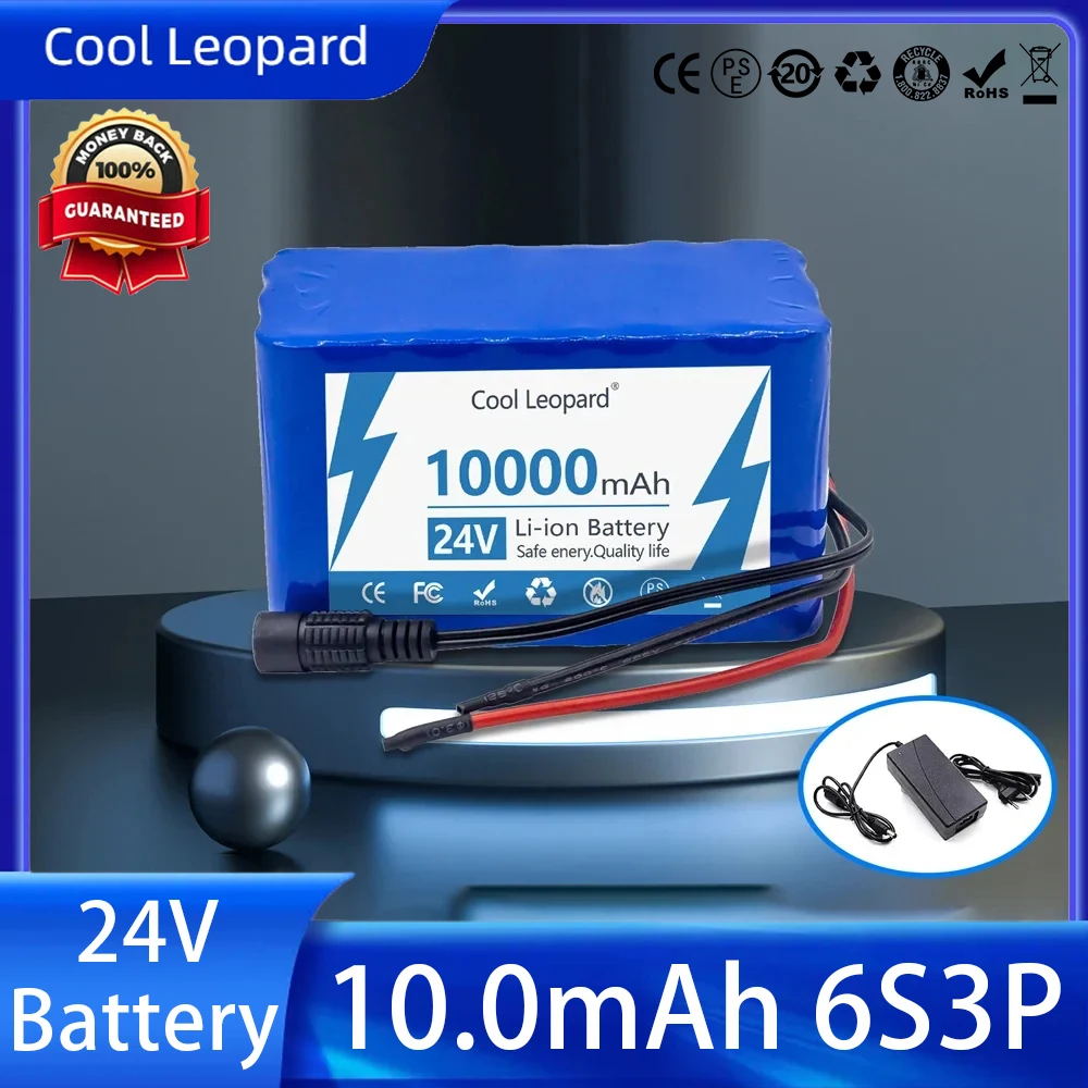 

24V 10000mAh Rechargeable Battery 6S3P 18650 Battery Packs for Electric Bicycle Scooter Motorcycle Toys Lithium Battery+Charger