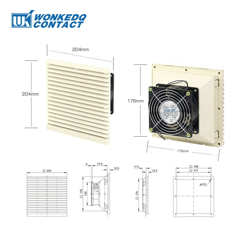 3323-230 Electrical Cabinet Ventilation Set Shutter Fan Grille Louver Blower Exhaust Cooling 230V 120mm Industrial Fan Filter