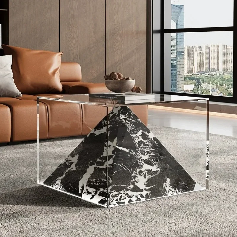 High-end luxury stone acrylic luminous coffee table, Italian light luxury design art coffee table
