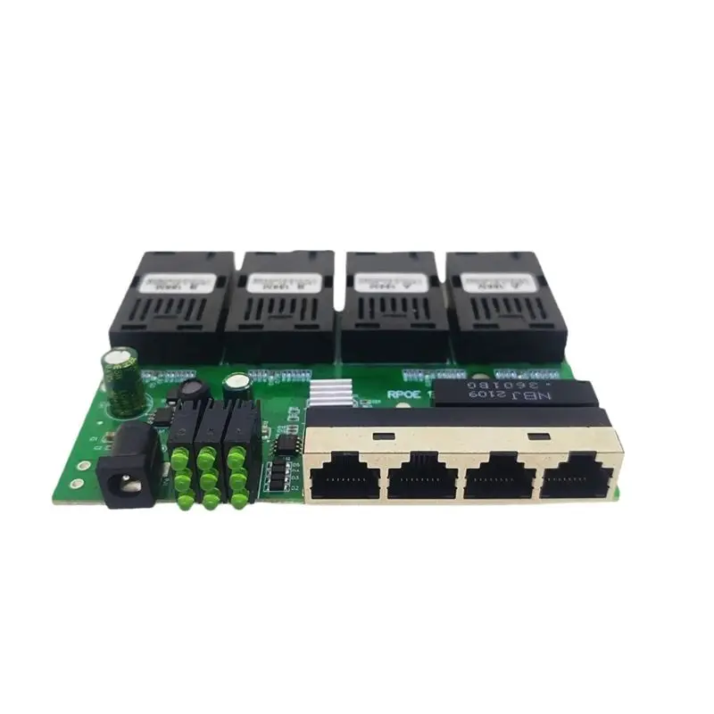 

A29F-100M Reverse POE Fast Ethernet Fiber Switch 4F4E Output 12V Optical Media Converter Ethernet SC PCBA Placa Metro Board