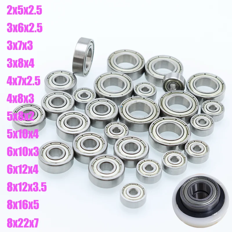 10pcs Miniature Ball Bearing 3x7x3 3x8x4 4x8x3 5x8x2 5x10x4 8x22x7 608zz 2Z for Bike RC Car Toy High Speed Silent Small Bearings