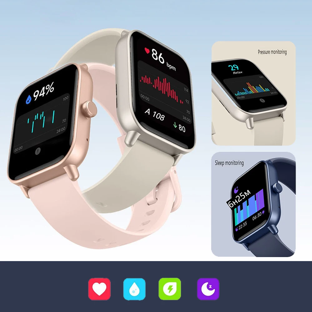 Reloj Bluetooth inteligente no invasivo para mujer, monitor de frecuencia cardíaca y presión arterial, modo Multideportivo, moda, nuevo