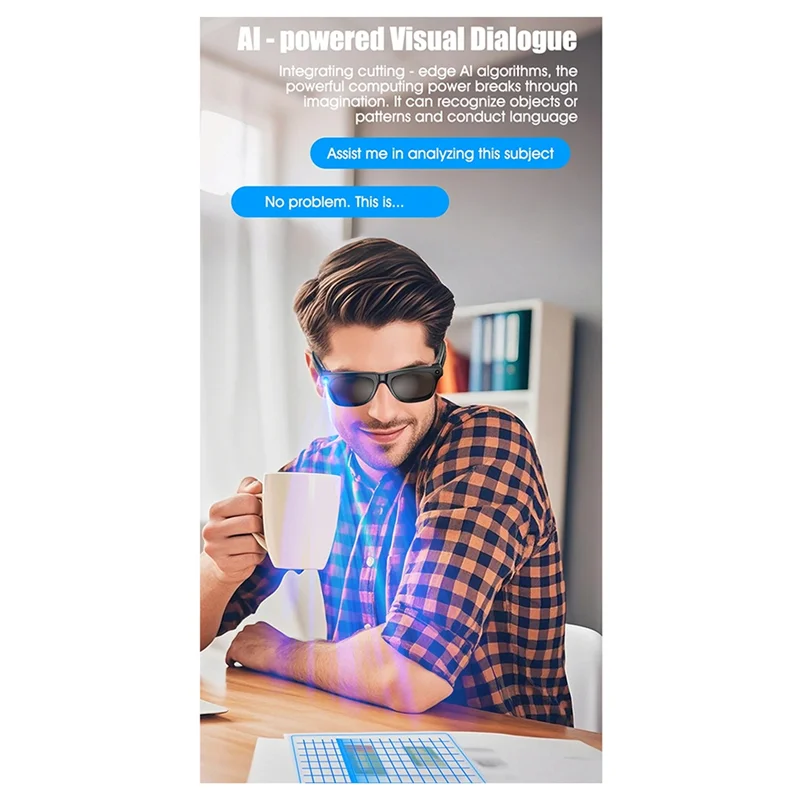 ABJF-AI Smart Glasses 4K HD Photochromic Lens Bluetooth Video Recording Call Music Player Translation Functionality