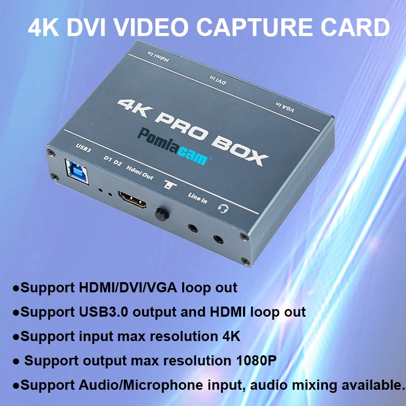 

Easy-to-Use plug and play 4K PRO BOX DVI HDMI VGA to USB3.0 Capture Card with 1080P 60fps Output HD video capture device