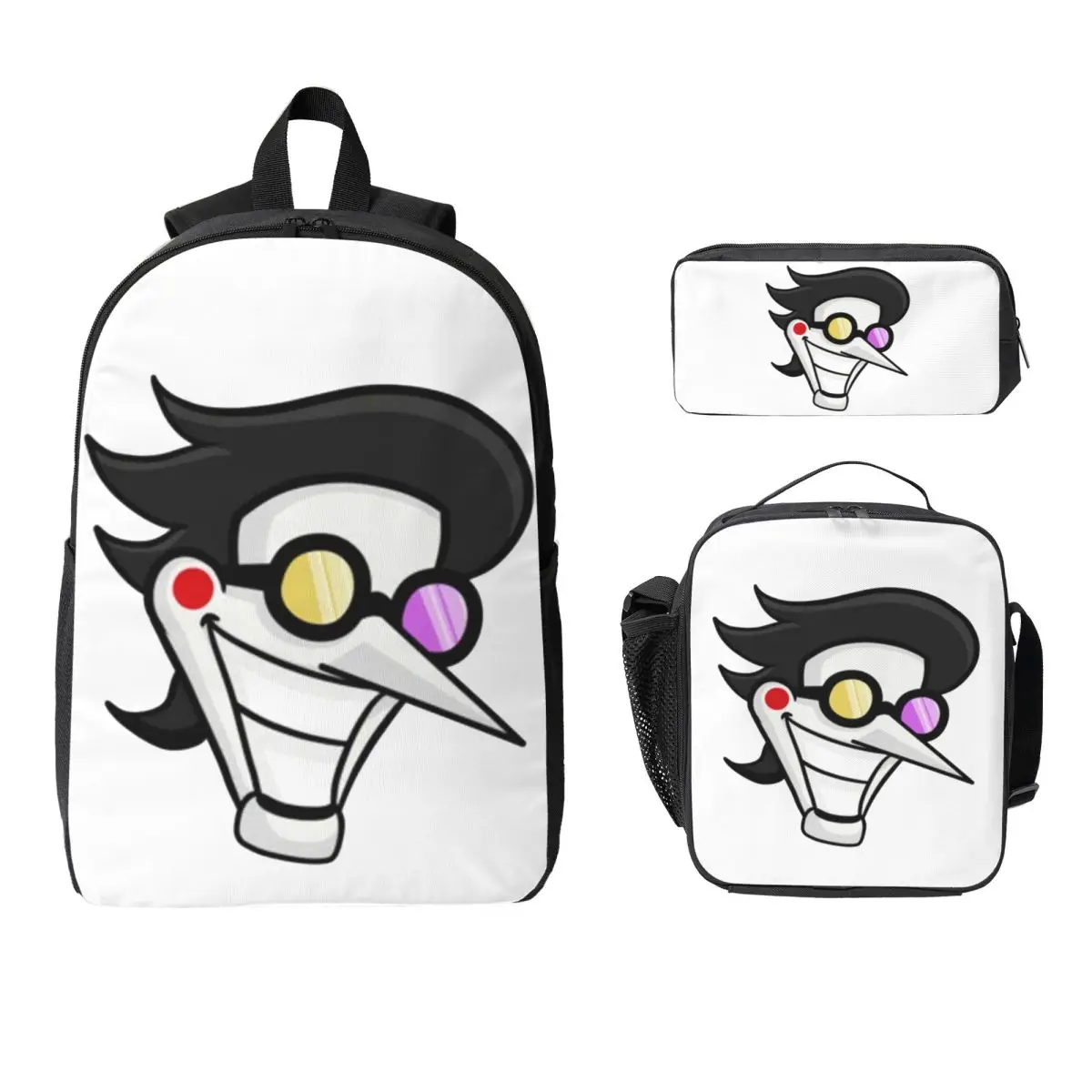 

Deltarune Spamton Backpack Student Boys Girls BookBag School Bag Laptop Shoulder Bags 3ps Insulated Lunch Bag Pencil Case