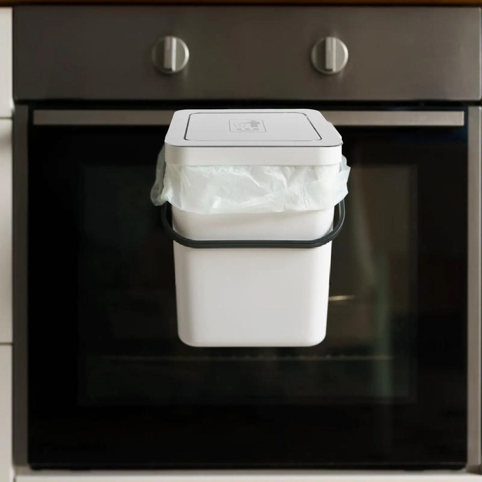 

Square Recessed Stainless Steel Trash Can Lid for Countertop Kitchen Bathroom Built-in Swing Flip Cover Flush-Mount Garbage Can
