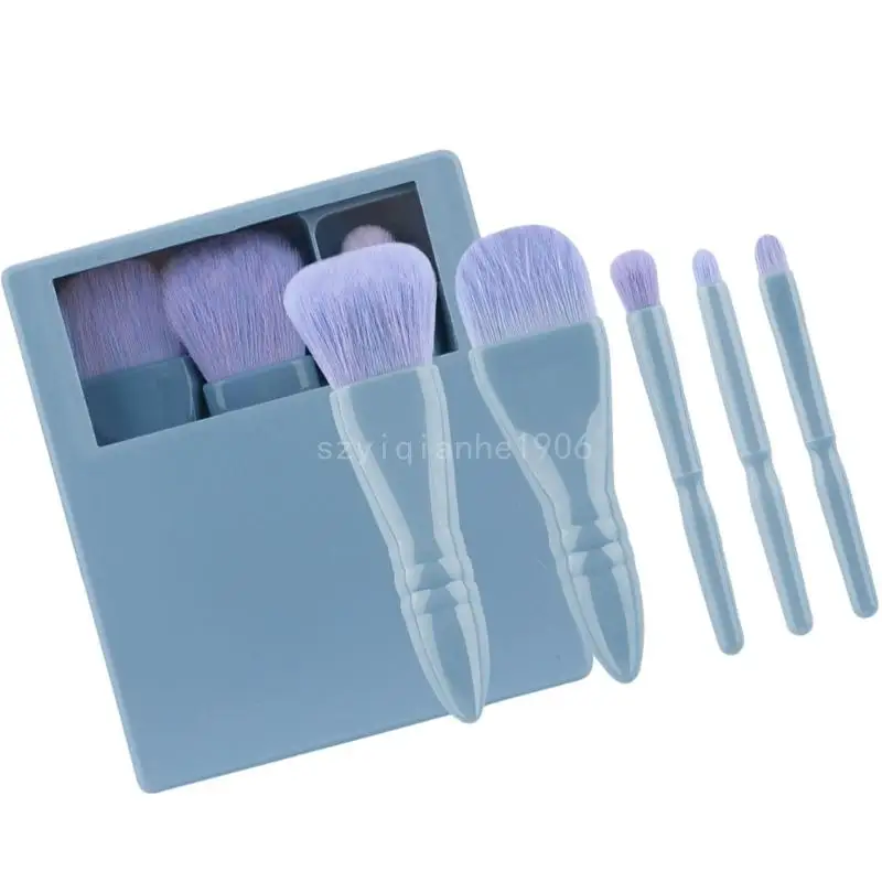 5-teiliges Reisepinsel-Set mit Tasche, Lidschattenpinsel, Make-up-Pinsel, Kosmetikpinsel