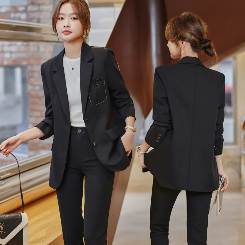 High-End Suit Suit Female Work Clothes2024New Temperament Goddess Style Autumn Business Suit Coat Two-Piece Set