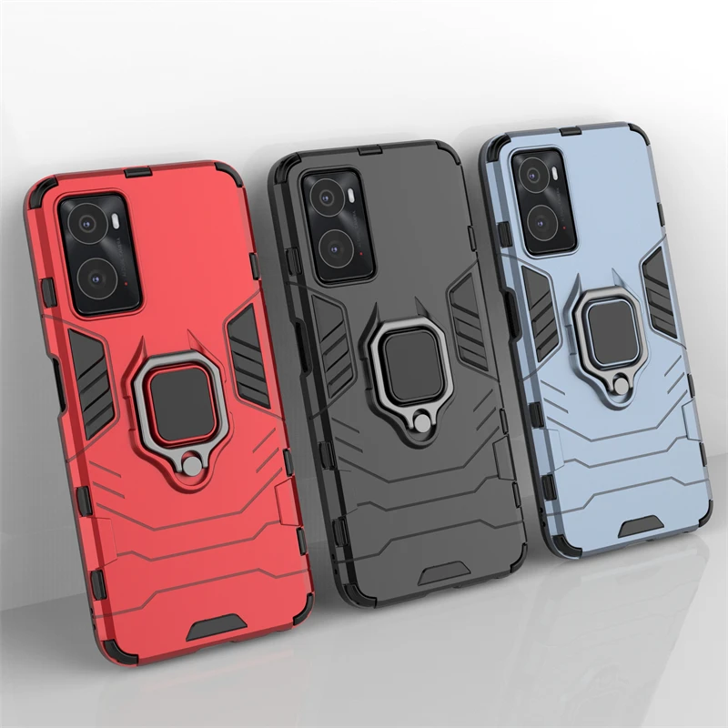 Phone Case For OPPO A96 Cover For OPPO A96 Capas Shockproof Phone Back Magnetic Armor Holder Case For OPPO A 96 A96 Fundas 6.59\