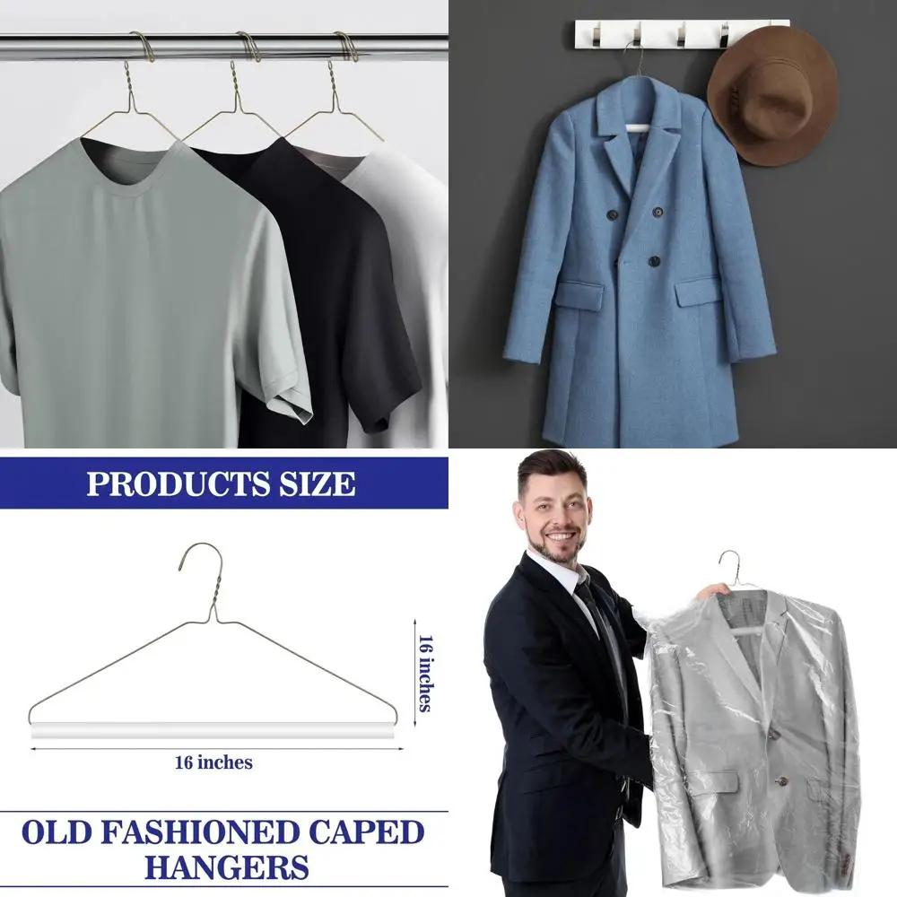 

16 Gold Wire Hangers with Tubing, Bulk Pack for Hanging Pants, Suits, and Shirts - 200 Pieces