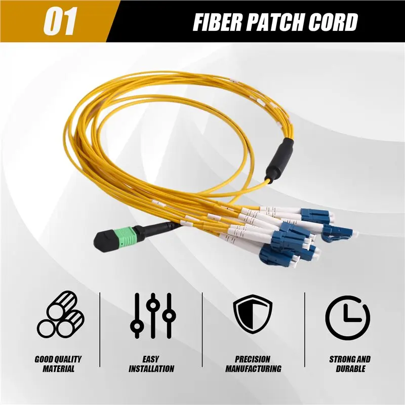 A99E-12 Core MPO/APC Female-LC For UPC Type B Polarity Fiber Patch Cord Cable SM Single Mode 1 Meter For QSFP+ Transceiver Trunk