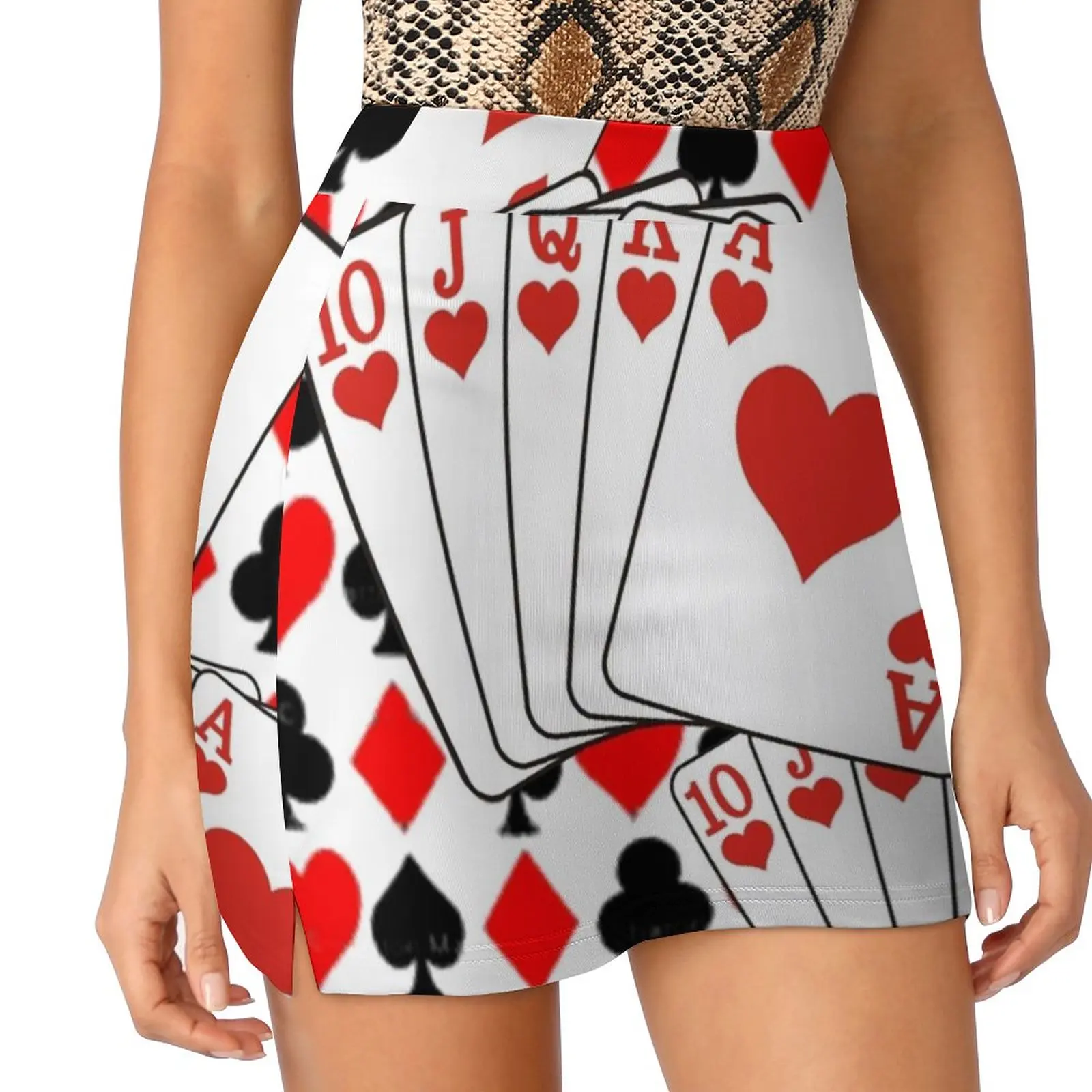 Casino Nights Red Hearts Flush Women's skirt With Hide Pocket Tennis Skirt Golf Skirts Badminton Skirts Running skirts Red