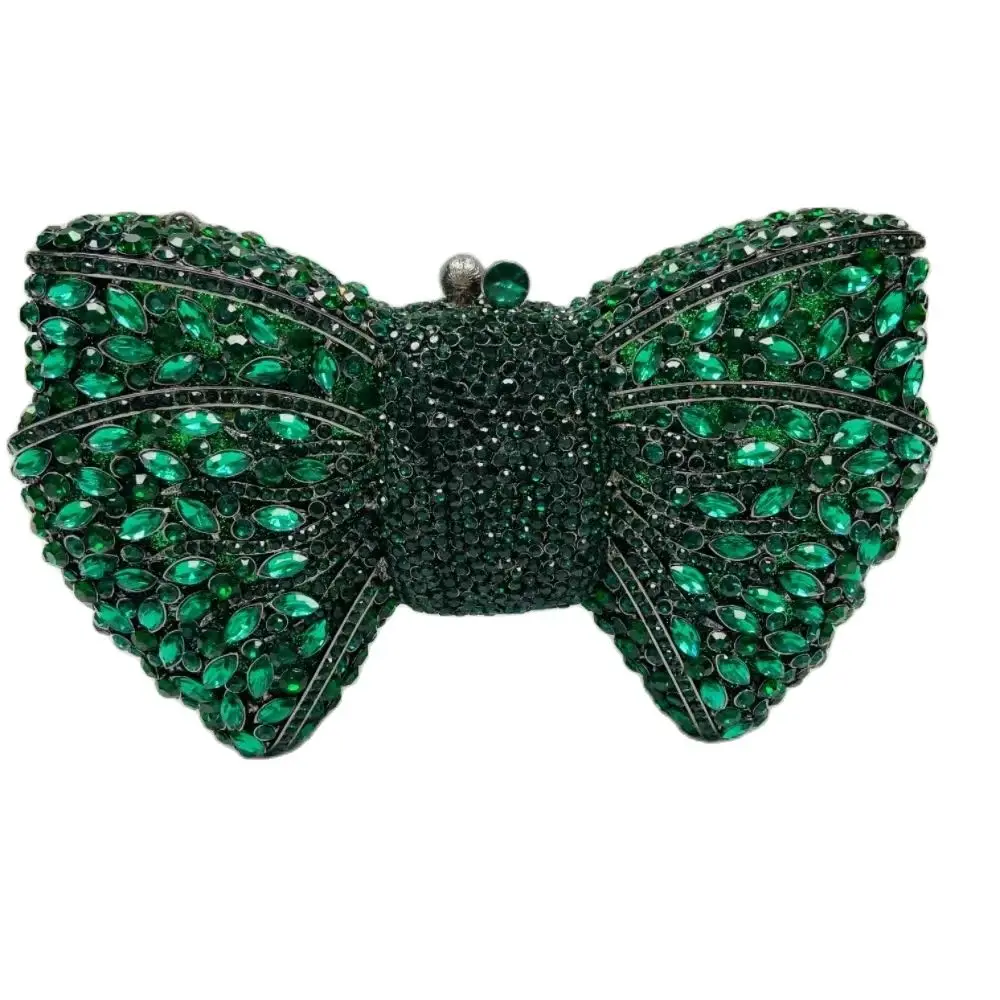 

Newest Rhinestone Green/Black Clutch Purse Bow Luxury Diamond Women Red Evening Clutches Bags Wedding Bridal Bag Stones Handbags