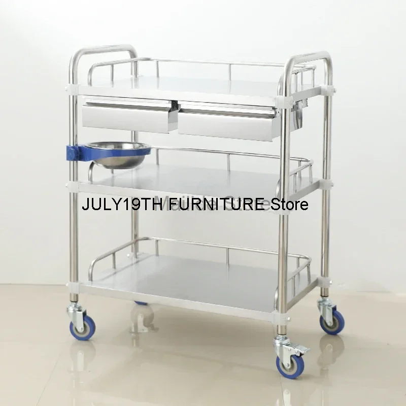 

Modern Stainless Steel Salon Trolleys Beauty Salon Medical Tool Trolley Creative Salon Furniture Hospital Mobile Storage Trolley