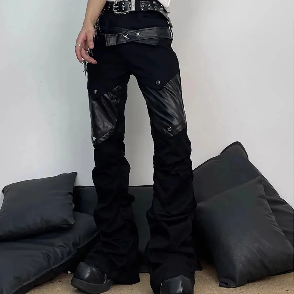 Spring New Men's Patchwork Straight Leg Jeans Unisex American Retro Fashion Trendy High Street Loose Casual Niche Men's Bottoms