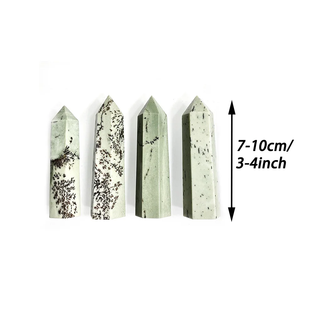 Dendritic Jade Ponto Wand, Torre de Cristal Natural Raro, Obelisco Reiki Energia Pedra, Meditação Fengshui, Decoração Home Presente, 1Pc