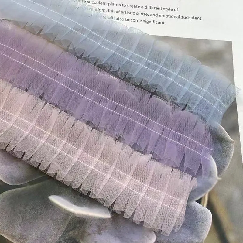 10 Yards 40MM Crepe Yarn Pleated Skirt Edge Ribbon Headwear Hair Bows DIY Crafts Gift Wrapping Handmade Accessories