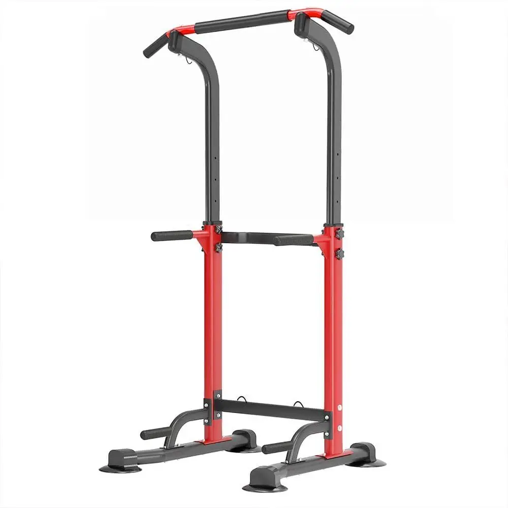 

Power Tower Pull Up Dip Station, Height Adjustable Home Gym Strength Training Equipment for Beginners Under 6 Feet Tall
