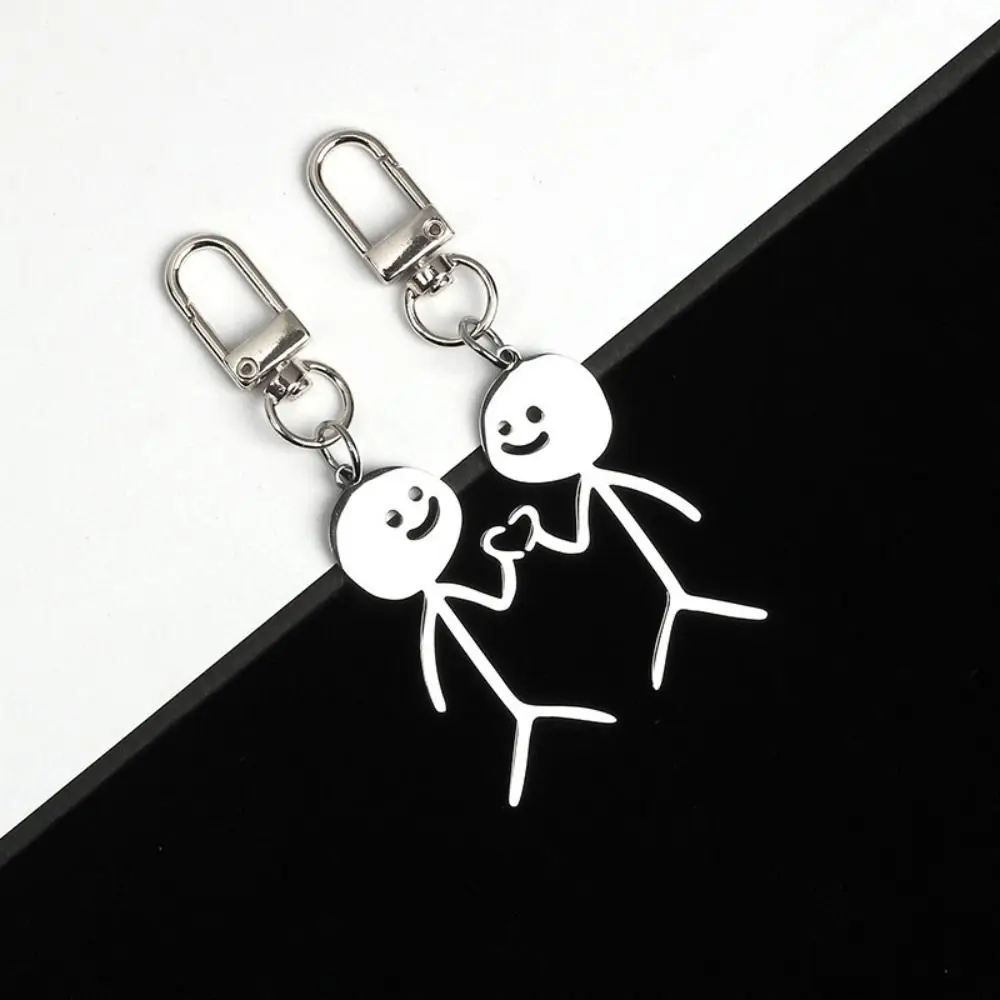 Unique Design Than Heart Stickman Keychain Interesting Personality Couple Keychain Metal Cute Match People Keyring Jewelry Gifts