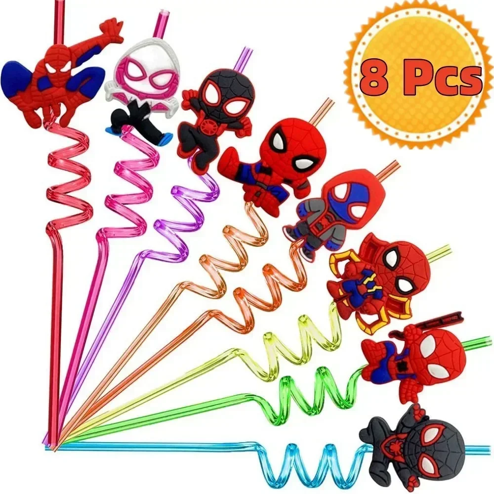 

Disney Spider Straws Stickers Action Figures Plastic Drinking Potters Kids Reusable Birthday Party Baby Shower Party Supplies