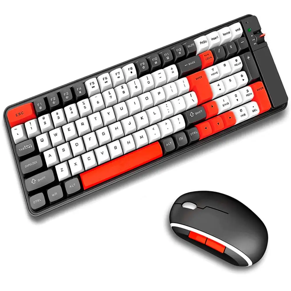 KNUP - KP-TE129 RED 2.4Ghz Wireless Bluetooth Wireless Keyboard and Mouse Kit