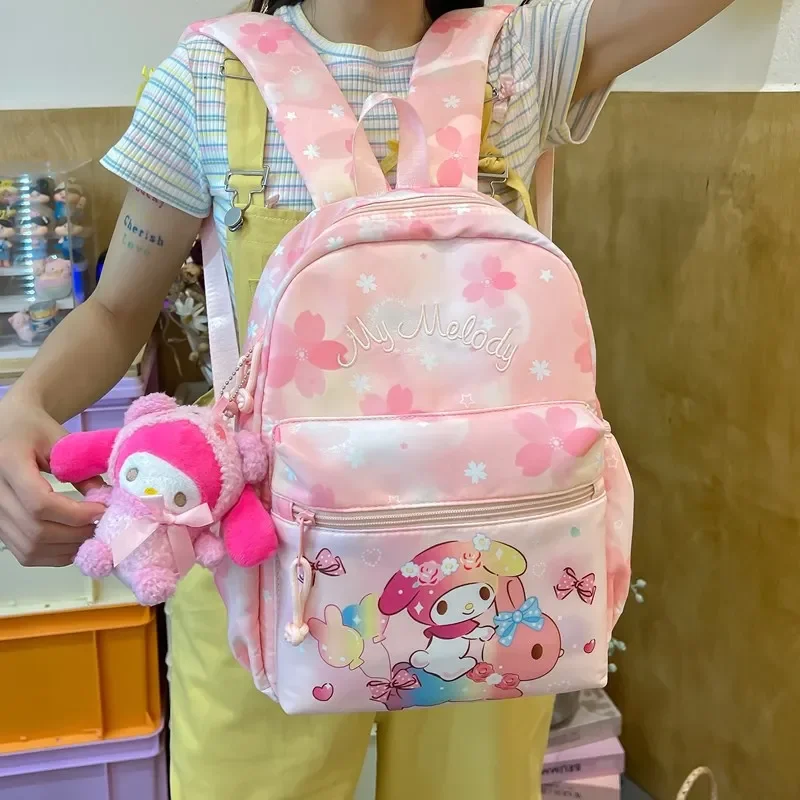 

Sanrio Kuromi Children Schoolbag Kawaii Anime My Melody Cinnamoroll Print Backpack Japanese Sweet Cute Student Bag Kid Gift