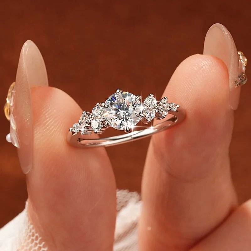 IOGGOU 6,5 mm runder D-Farben-Moissanit-Verlobungsring für Frauen, sechszackiger Ehering, GRA 1CT, imitierter Diamantschmuck, Geschenke – Detail 8