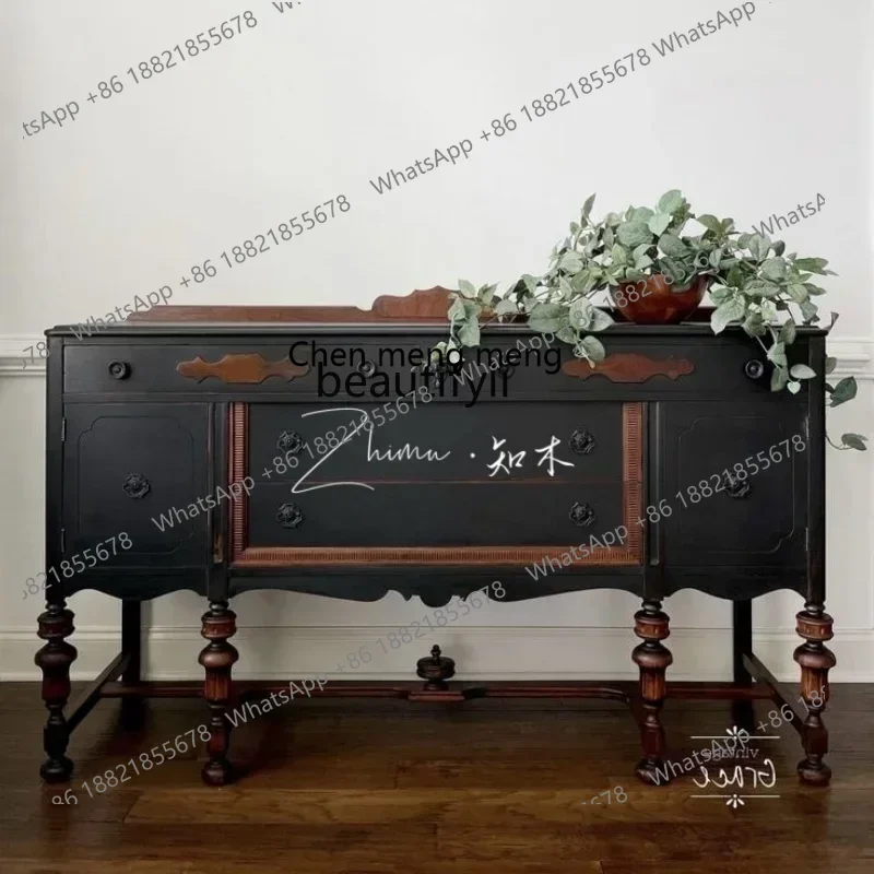

D178 Y Wood Carved Decoration Table Vintage American Country Entrance Cabinet Hall Cabinet Sideboard Cabinet