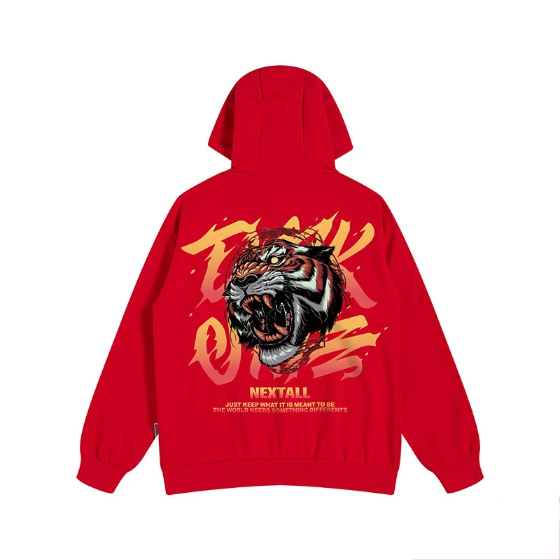 Felpe con cappuccio da uomo Roaring Tiger Print felpa con cappuccio oversize Streetwear autunno Casual felpe con cappuccio maschile Harajuku Fashion