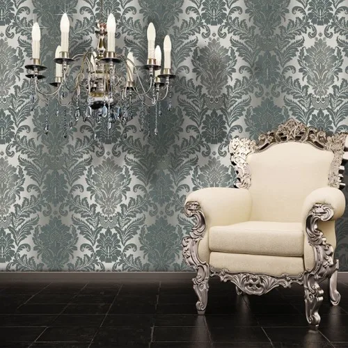 エンボス1152ダマスク無煙炭壁紙