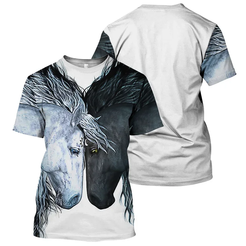 

Summer Street T Shirt Kids Clothes Fashion Sheep Bull Donkey Horse T-shirt Men Cool Animal 3d Animal Alpaca Print Short Sleeves