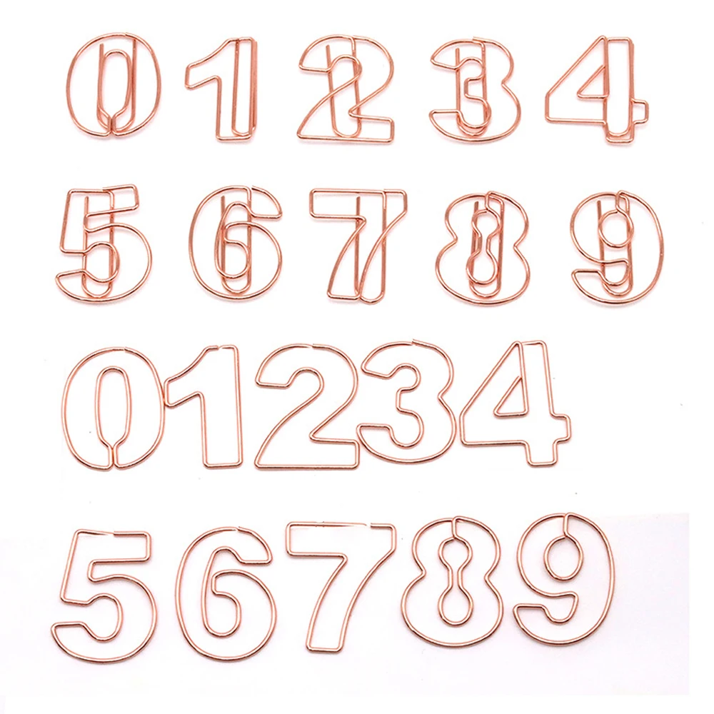 10pcs/Set Metallic Wire-formed 0-9 Number-shaped Paper Clip Bookmarks Paperclips Office Stationery School Supplies