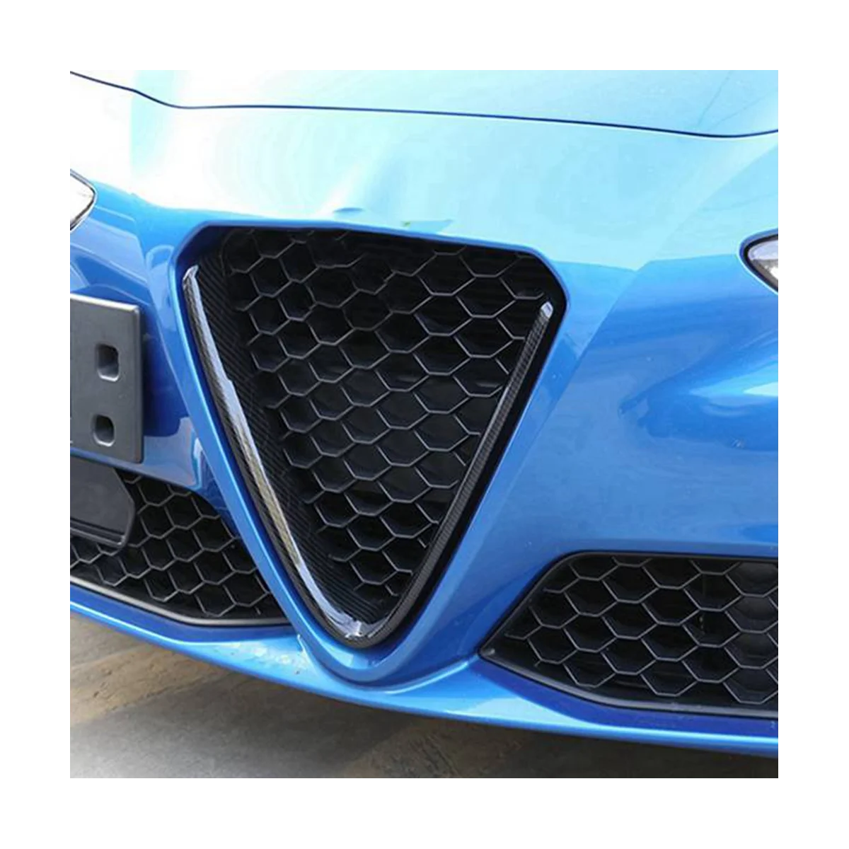 Car Front Bumper Air Grilles V Frame Decoration Trim Sticker Logo Cover Accessories for 17-20 Alfa Romeo Stelvio