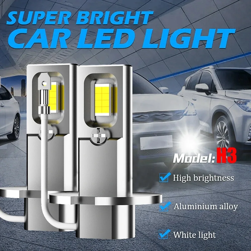 

New H3 H1 LED Car Headlight Bulbs CANBUS Lights Mini Lamp 1:1 7535 CSP Wireless Fog Light Fanless Car LED Plug & Play 6000K 12V