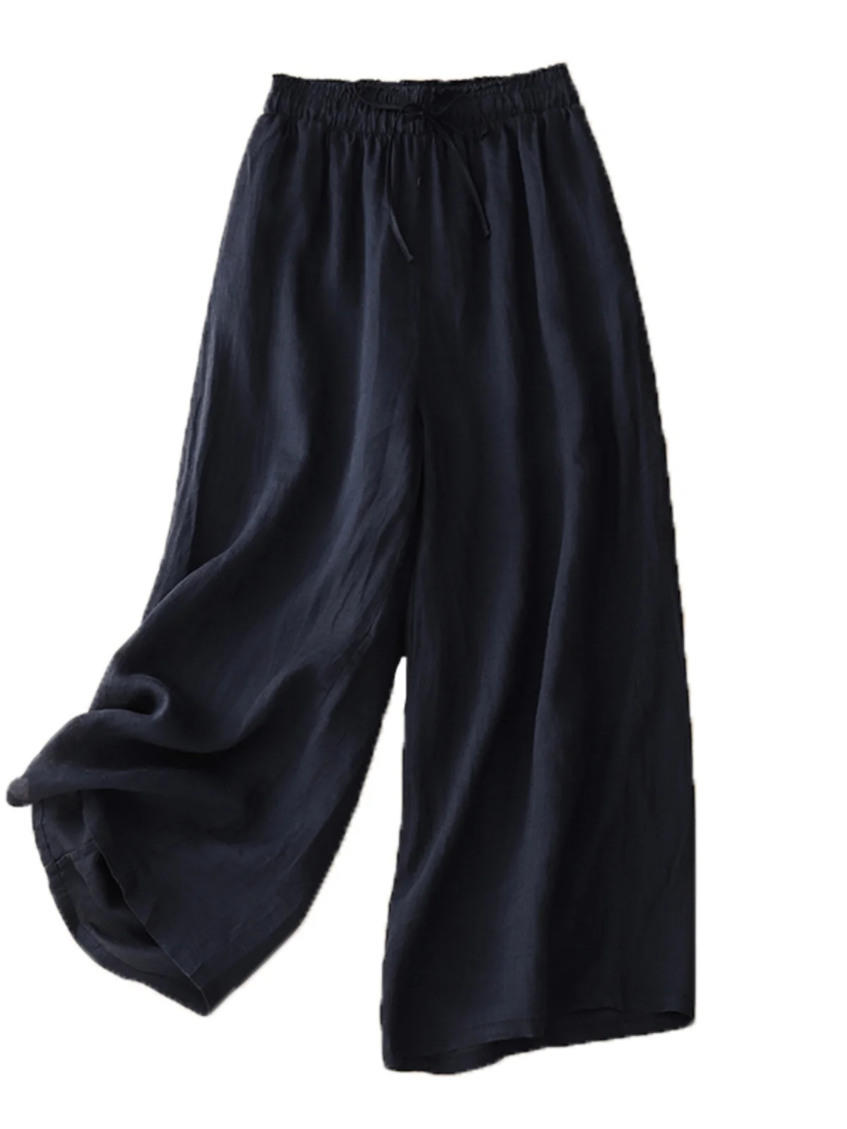 Retro Loose Cotton Linen Wide Leg Pants Women's Nine Points Lightweight Casual Trousers High Waist Commute Sle Summer 2023