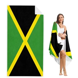 Jamaica Flag Beach Towel Oversized, Super Absorbent Sand Free Thick Microfiber Beach Towel,Beach Towels for Kids,Men,Women