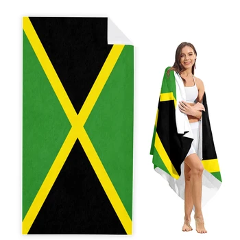 자메이카 국기 비치 타월, 슈퍼 흡수성 모래가 없는 두꺼운 극세사 비치 타월, 어린이, 남성, 여성용 비치 타월 