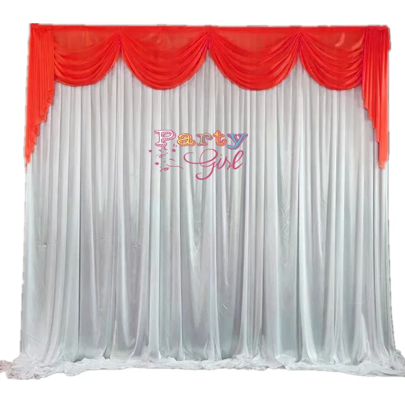 

Nice Looking Ice Silk White Wedding Backdrop Curtain Panel Stage Background Photo Booth Event Party Decoration