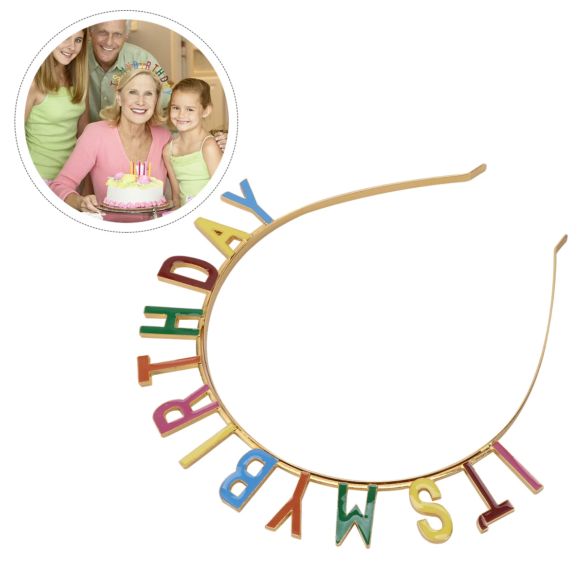 

1pc Alloy Colorful Alphabet Band For Party Decoration Durable Premium Birthday Party Hair Hoop Cuteness Birthday Word Headband