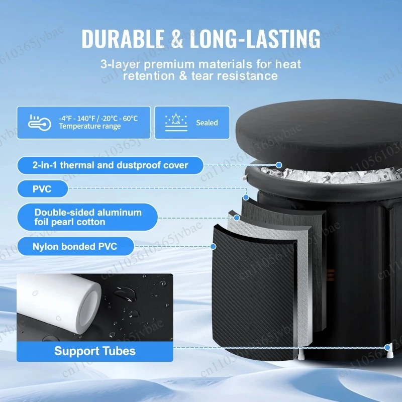 Inflatable Folding Ice Tub Outdoor Athlete Cold Water Immersion Tub