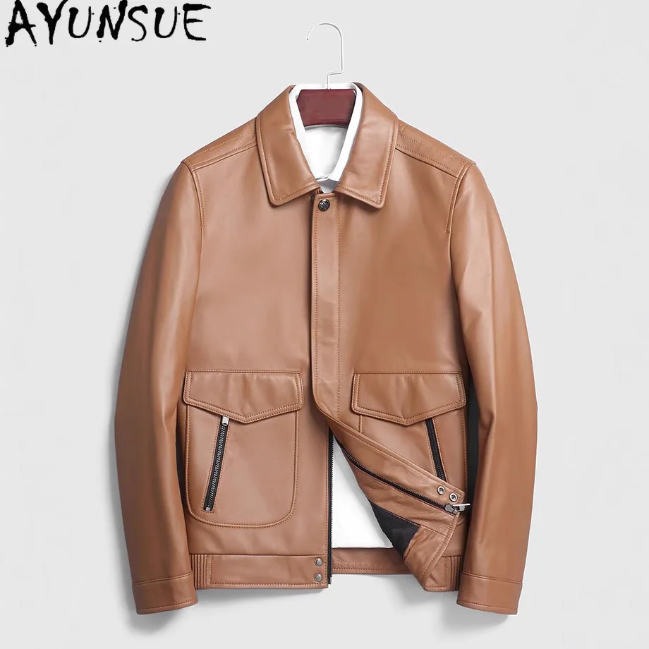 

AYUNSUE Genuine Leather Jacket Men Autumn Coat Mens Clothes Real Sheepskin Coats New in Outerwears Motocycle & Biker Jackets