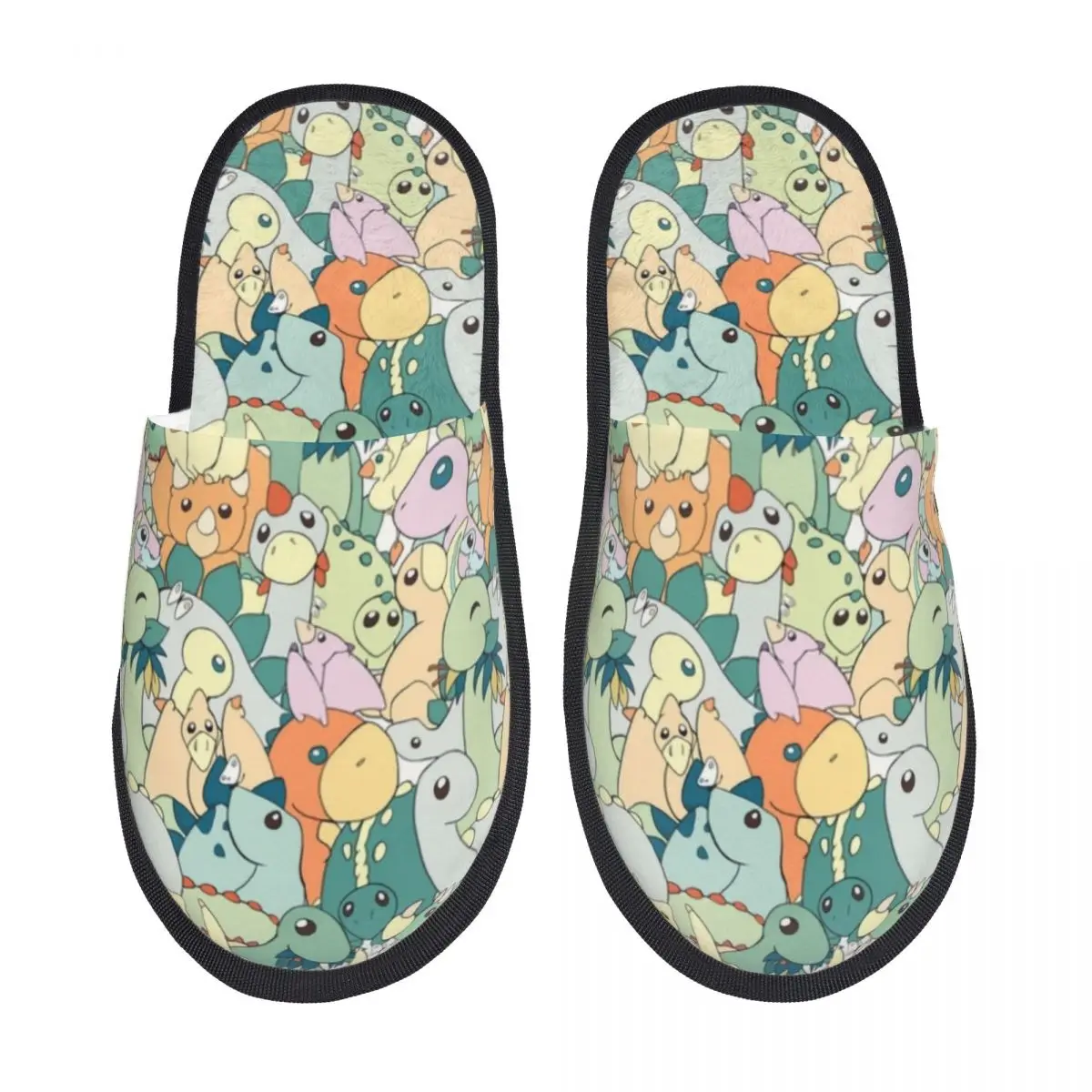 Custom Print Women Dino Dinosaur Pattern House Slippers Cozy Warm Cartoon Memory Foam Fluffy Slipper Indoor Outdoor Shoes