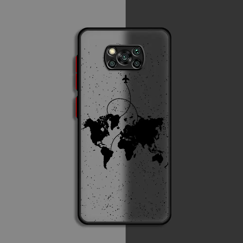 Cover Case for Xiaomi Poco C40 C51 M5s F3 X3 NFC X4 Pro X4 GT C50 M5 X5 Pro X3 Planes World Map Travel Silicone Armor Matte